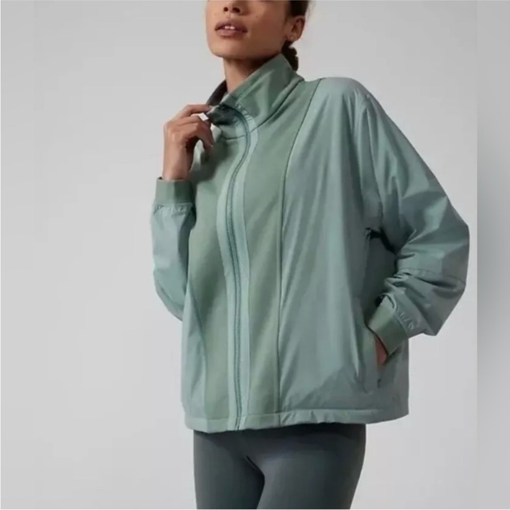 Athleta Evolve Hybrid Fleece Jacket in Minimalist Grey Zip Front, 2X